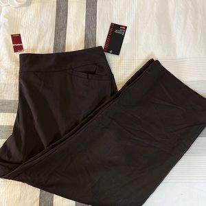 Brown straight leg trousers. Avenue size 22 Petite. Pull on with tummy control.